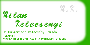 milan kelecsenyi business card