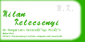 milan kelecsenyi business card